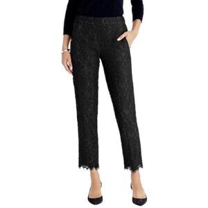 J. Crew Black Floral Lace Pull On Dress Pants P3176